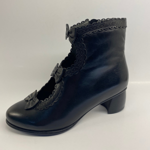 <span class=keywords><strong>Bottines</strong></span> minces en <span class=keywords><strong>cuir</strong></span> véritable de Style ballet français pour femmes à talons épais avec nœud détail fermeture éclair latérale petite botte de ballet courte - Product Image 4