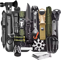 Kits de survie en plein air 18 en 1, équipement et outils tactiques de survie pour le camping, la randonnée, la chasse, l'aventure en plein air