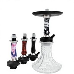Juego de Cachimba de Vidrio Transparente con Patrón de Mármol, 3 Cachimbas Coloridas, Base de Metal Negra para Uso en Salones - Product Image 2