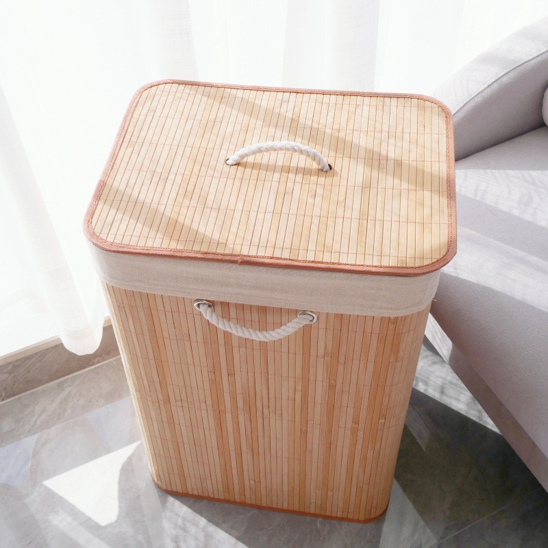Natural Bamboo Woven Rectangular Handle Folding