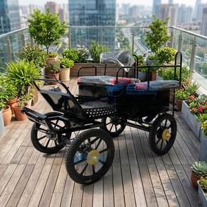 Chariot de course économique à 4 roues en acier pour l'entraînement des chevaux, capacité de 4 à 6 personnes, sièges en cuir souple - Product Image 1