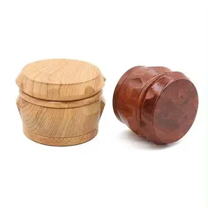 Broyeur d'herbes en bois imité à 4 couches en forme de tambour logo personnalisé Broyeur interne en bakélite de 50mm Broyeur d'herbes à fumer