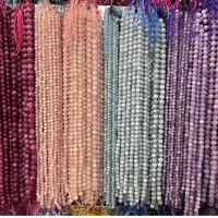 Vente en Gros de Perles en Pierre Naturelle Aigue-marine Bleue Calcédoine Citrine Quartz Teintées en Calcédoine Lâche de 6mm, 8mm, 10mm
