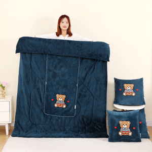Épaissie <span class=keywords><strong>et</strong></span> polaire coussin couette canapé multifonctionnel en peluche en peluche confortable couverture brodée douce - Product Image 3