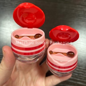 ISMAN Pot de <span class=keywords><strong>masque</strong></span> <span class=keywords><strong>pour</strong></span> <span class=keywords><strong>les</strong></span> lèvres de luxe 6g, motif rayé rose-rouge, pot à rouge à lèvres mignon avec applicateur spatule, en plastique, vente en gros, marque privée - Product Image 2