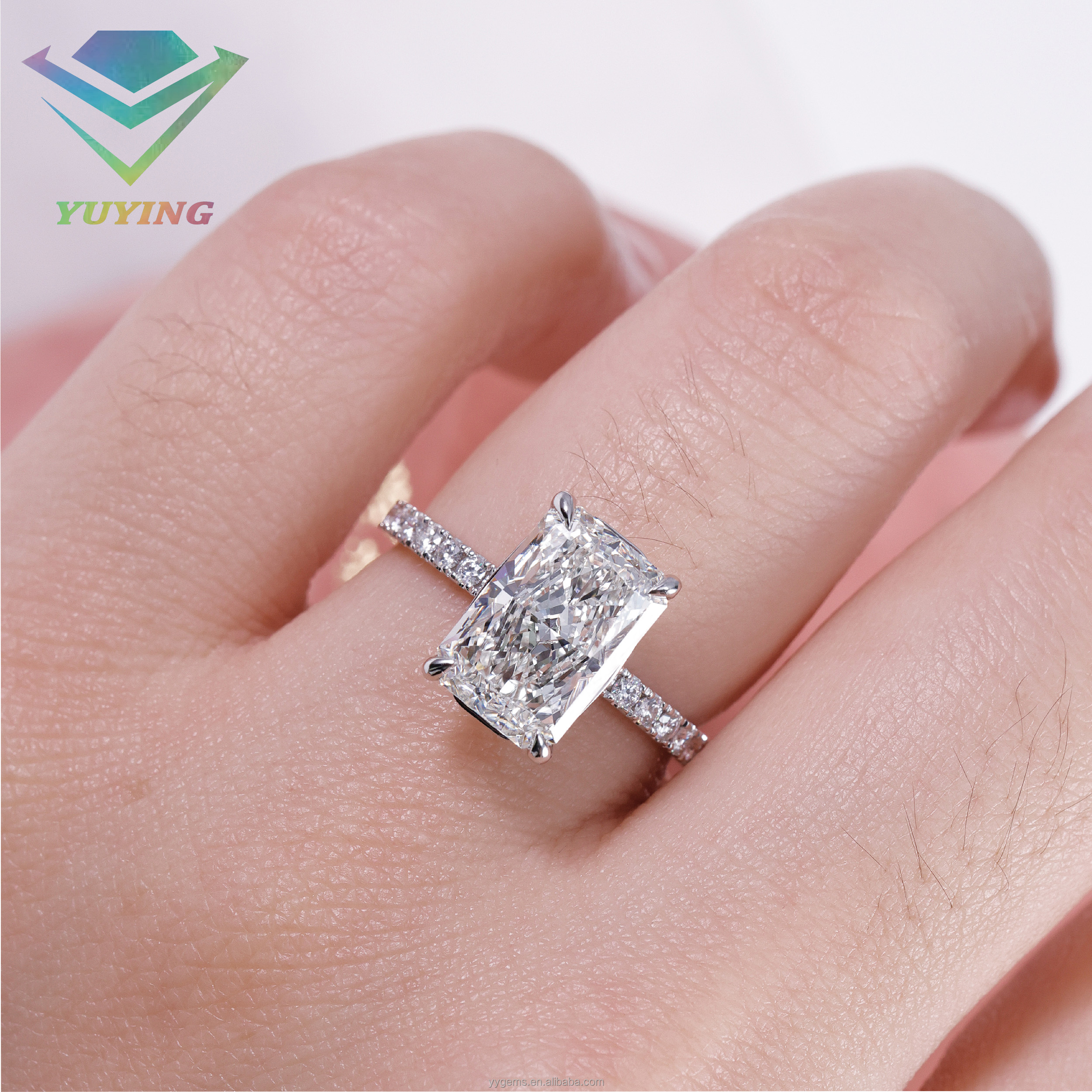 Radiant cut diamond ring