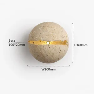 Wabi Sabi Sáng Tạo <span class=keywords><strong>Travertine</strong></span> Tường Ánh Sáng Nhiều Màu Đá Tự Nhiên Trang Trí Nội Thất Đèn Treo Tường Cho Phòng Khách Sạn Hành Lang Lõm - Product Image 6
