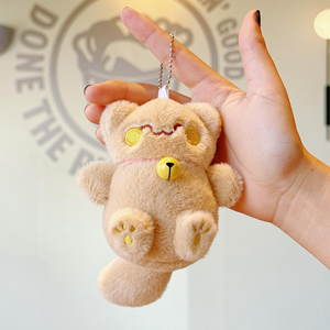 Peluche tendance et mignonne en forme de chat porte-bonheur, en coton, avec clochette, pendentif pour sac, porte-clés, taille ajustable unisexe, 12 cm - Product Image 3