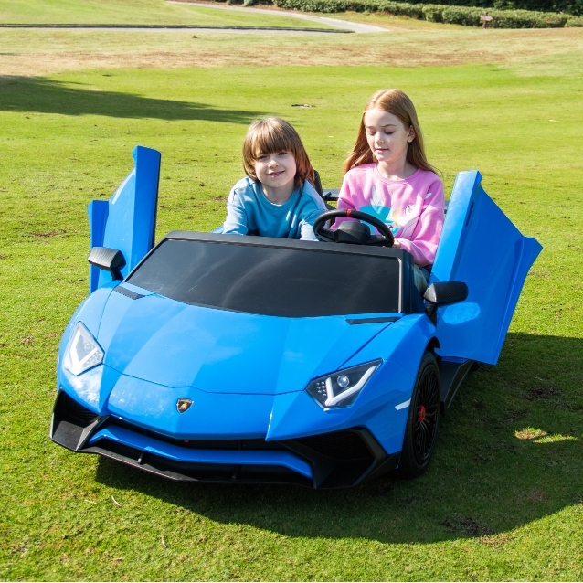 Licensed for Lamborghini Aventador SV 24V Brushless Motor Ride on Car Big Kids Electric Toy with 2 Seats Made of Durable Plastic