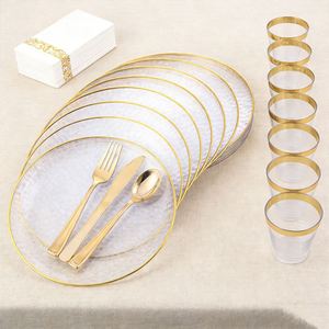 Assiettes de Présentation Dorées en Acrylique Élégantes pour Mariages, Décoration de Table, Vaisselle de Dîner et Hôtels – Vente en Gros - Product Image 4