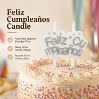 Bougies en cire de paraffine non toxiques et sûres, à paillettes argentées, en forme de lettres « Joyeux Anniversaire » espagnoles, nouveauté en gros, très vendues