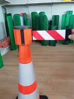 Bande de signalisation rétractable réfléchissante jaune-noire en PVC pour cône de signalisation, longueurs 2,3m/5m, pour poteau d'isolation