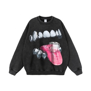 Hoodie d'hiver oversize unisexe à capuche, style streetwear américain vintage, délavé et à imprimé ludique, pour le marché transfrontalier - Product Image 4