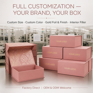 Boîte <span class=keywords><strong>cadeau</strong></span> magnétique rose poudré avec couvercle rabattable, emballage cosmétique de luxe, motif botanique en feuille d'or, pelliculage mat, écologique, personnalisable - Product Image 5