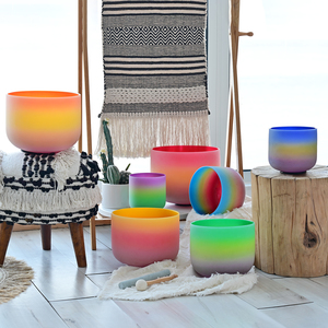 Cuenco de cuarzo con diseño de arcoíris, tazón de Canto de Cristal esmerilado de 7 Chakras En Cristal - Product Image 6