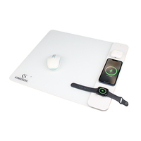 Chargeur sans fil 3 en 1, tapis de souris en verre trempé, tapis de souris rigide pour jeux, prise en charge des motifs personnalisés pour les jeux sur ordinateur