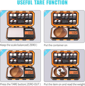 मिनी पॉकेट स्केल वीडर आपूर्ति पोर्टेबल बैटरी संचालित खाद्य गहने पैमाने 500g क्षमता 0.01g सटीक एब्स + स्टेनलेस स्टील - Product Image 4