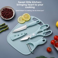 Couteau à fruits multifonctionnel et éplucheur en acier inoxydable, ensemble de trois pièces avec manches en plastique, outil de poche portable Yangjiang Keep Dry Dorms