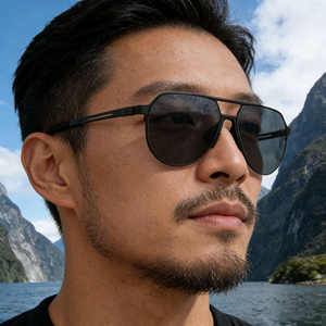 Gafas de sol de aviador Ks-3978 para hombre, lentes de nailon polarizadas, protección Uv400, estilo Retro para exteriores, montura negra, Metal y plástico - Product Image 4