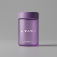 Pot en verre à parois droites de 57 mm de diamètre, 5 oz, avec bouchon sécurité enfant pour vitamines et compléments alimentaires, revêtement pulvérisé violet clair personnalisé