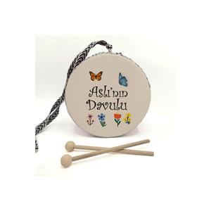 Çiçeki-kelebekli_named, arancione, vera pelle tamburo per bambini