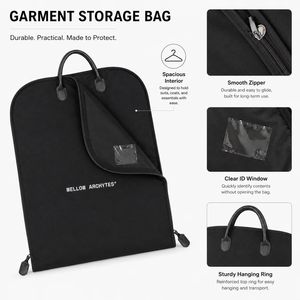 Sac de transport de luxe en toile pour vêtements, housse anti-poussière zippée portable grande capacité pour costumes, voyages d'affaires, mariages et vestes de cérémonie - Product Image 4