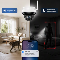 Cámara de Seguridad IP Inalámbrica POE con Zoom Óptico 5X, Antivandálica, Tipo Domo, Tuya Smart, 5MP, Wifi, PTZ, para Interiores y Exteriores