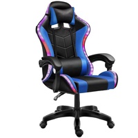Chaise de jeu pivotante RVB avec éclairage Blanc Chaise de jeu Esport bon marché avec lumière LED Chaise de bureau Racer avec haut-parleurs