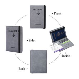 Tarjetero de Cuero PU de Estilo Nacional Personalizado de Alta Calidad, Funda Protectora para Pasaporte RFID Sólida, Ranura para Boletos, Cartera de Viaje de 30 mm de Grosor - Product Image 1