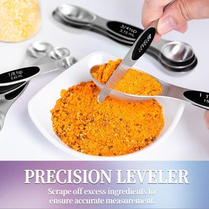 Ensemble de cuillères doseuses en acier inoxydable de qualité supérieure, balances précises, idéal pour la pâtisserie, la cuisine et la précision des recettes, avec gravure - Product Image 6