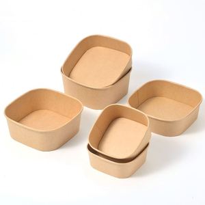 Tazón Cuadrado Desechable Ecológico de Papel Kraft para Ensaladas con Tapa Transparente, Apto para Microondas, Biodegradable, para Alimentos, para Camping, OEM - Product Image 3