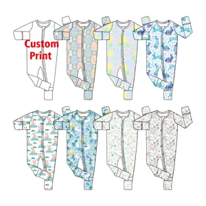 Romper bayi laki-laki dan perempuan baru lahir Paskah Romper bayi bambu 0-2t Onsie Zip Romper menerima kustomisasi