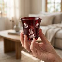 Verre à whisky, saké ou thé en cristal taillé à la main, style Edo Kiriko japonais, gravé, de luxe