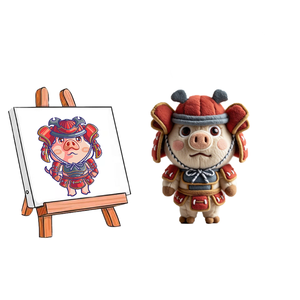 Tùy chỉnh Samurai lợn thiết kế độc đáo PP bông nhồi bông động vật như một món quà cho bộ sưu tập và trang trí tùy chỉnh sang trọng nhà sản xuất - Product Image 1