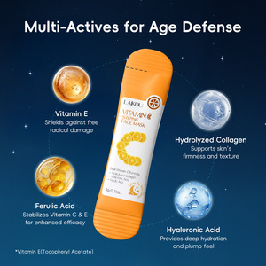 Masque de nuit LAIKOU à la vitamine C, à l'acide hyaluronique, à l'acide férulique et au collagène hydrolysé, 1 paquet de 3 g, hydratant et nourrissant pour le soin du visage - Product Image 4