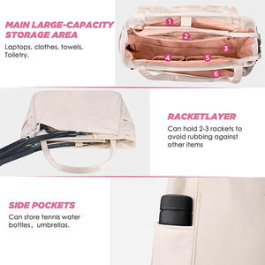 Bolsa Grande Impermeable de Poliéster para Raquetas de Tenis, Bádminton, Pickleball y Deportes de Raqueta para Mujer - Tamaño y Logotipo Personalizables - Product Image 4