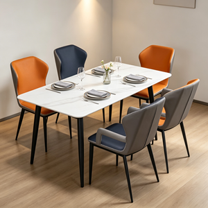 Modern Rectangular Marble <b>Dining</b> Table <b>Set</b> with PU Leather <b>Chairs</b> for Home <b>Dining</b> Furniture - Product Image 3