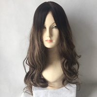 Perruques juives à couches, en cheveux humains européens vierges Remy, avec dessus en soie, mèches blond foncé, et dentelle frontale transparente