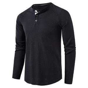T-shirt à manches longues pour homme Z-20, couleur unie, tissu gaufré, style Henley, Sehe Fashion - Product Image 2