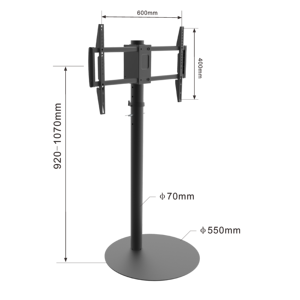 Support de sol pour téléviseur LCD moderne en acier avec roulettes, rotation à 90 degrés, 600*400 mm, VESA standard - Product Image 3