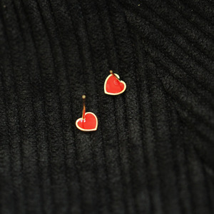 Boucles d'oreilles clous minimalistes en or jaune massif 9K, légères et délicates, bijoux de mariée, pierre grenat, tendance, fiançailles, mariage - Product Image 5