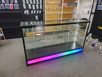 Vitrine de magasin de détail de 6 pieds, vitrine en verre à vision complète avec éclairage LED, comptoir en verre verrouillable pour magasin de proximité