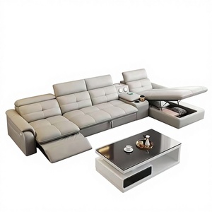 États-Unis <span class=keywords><strong>Canapé</strong></span>-lit Chesterfield en cuir pleine fleur avec cadre en bois réglable électriquement pour salons intelligents - Product Image 1