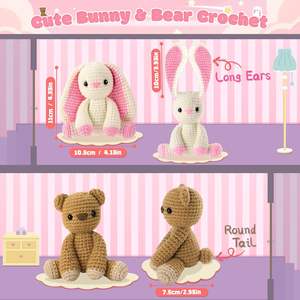 Cadeaux faits à la main pour les amateurs de crochet, kit de crochet DIY pour <span class=keywords><strong>animaux</strong></span> dinosaures, tutoriel vidéo, <span class=keywords><strong>porte</strong></span>-clés tissé mignon, débutants, nouvel an - Product Image 6