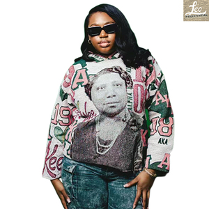 Custom Tapestry <strong>Hoodie</strong> Woven Wearable Blanket <strong>Hoodie</strong> Women's Outerwear Girl Oversized Vintage Sorority pink Green Hoodies - Product Image 3