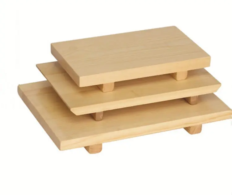 Traditional Rectangle Japanese Sushi Tableware Bamboo Serving Board For Japanese Cuisine Restaurant