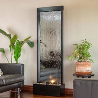 Fuente de Pared Interior Clásica de Metal con Cascada e Iluminación LED de 10 mm de Grosor para Decoración del Hogar