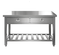 Table de préparation de cuisine professionnelle en acier inoxydable robuste avec 3 tiroirs et plan de travail avec protection anti-éclaboussures pour restaurant