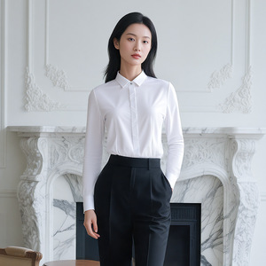 <b>Black</b> Unisex Long Sleeve Business Shirt 120 Count Mulberry Silk Modal Anti Wrinkle Workwear Slim Fit - Product Image 3