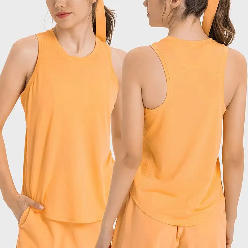 Pakaian Olahraga Wanita Mode Logo Kustom Gym Kebugaran Kain Keren Bernapas Cepat Kering Pakaian Olahraga Yoga Tank Top untuk Wanita